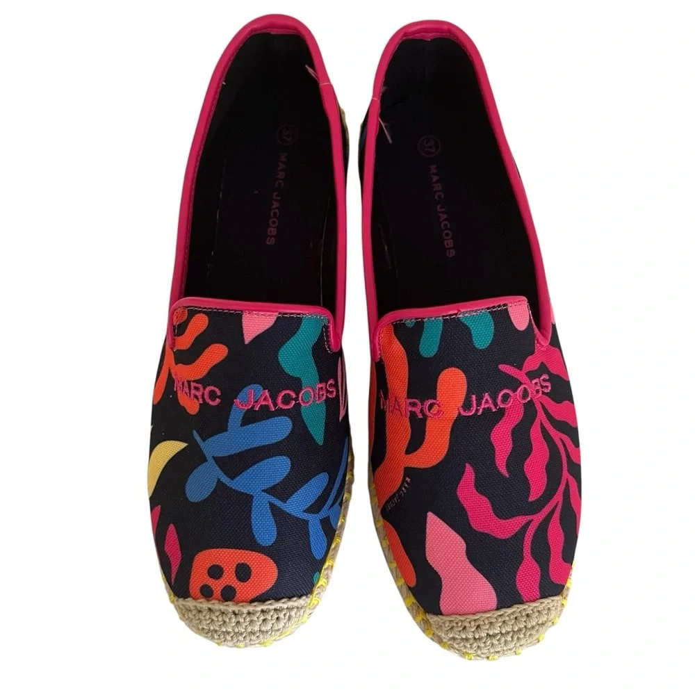 Marc Jacobs Bright Graphic Print Canvas Espadrille Flats 5 NEW